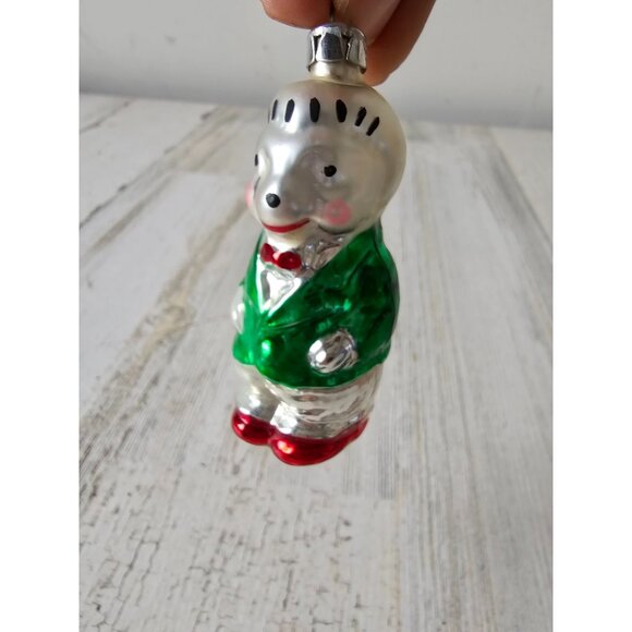 Glass hedgehog Mercury ornament green axis tree vintage - Picture 1 of 7